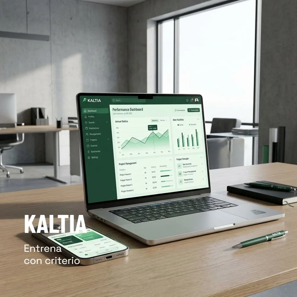 La marca KALTIA aplicada en la pantalla de un portátil